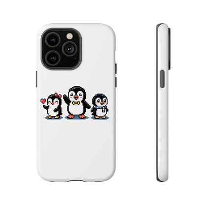 Penguin Pixel Trio Phone Case — Cute Retro 8‑Bit Penguin Family Protective Cover