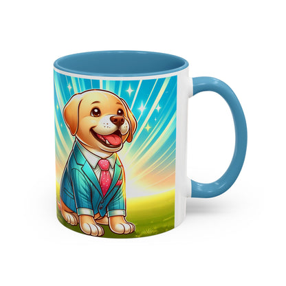 Joyful Dog in Suit Accent Coffee Mug - Perfect Gift for Dog Lovers