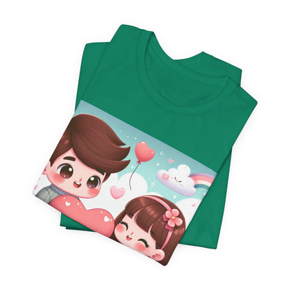 Cute Couple Heart Graphic Tee - Valentine Kawaii Love T-Shirt