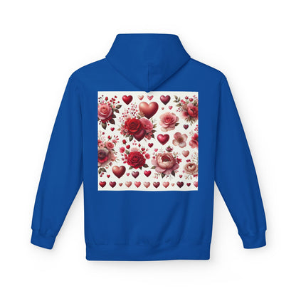 Heart & Rose Pattern Hoodie — Romantic Floral Valentine Pullover