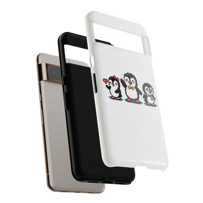 Penguin Pixel Trio Phone Case — Cute Retro 8‑Bit Penguin Family Protective Cover