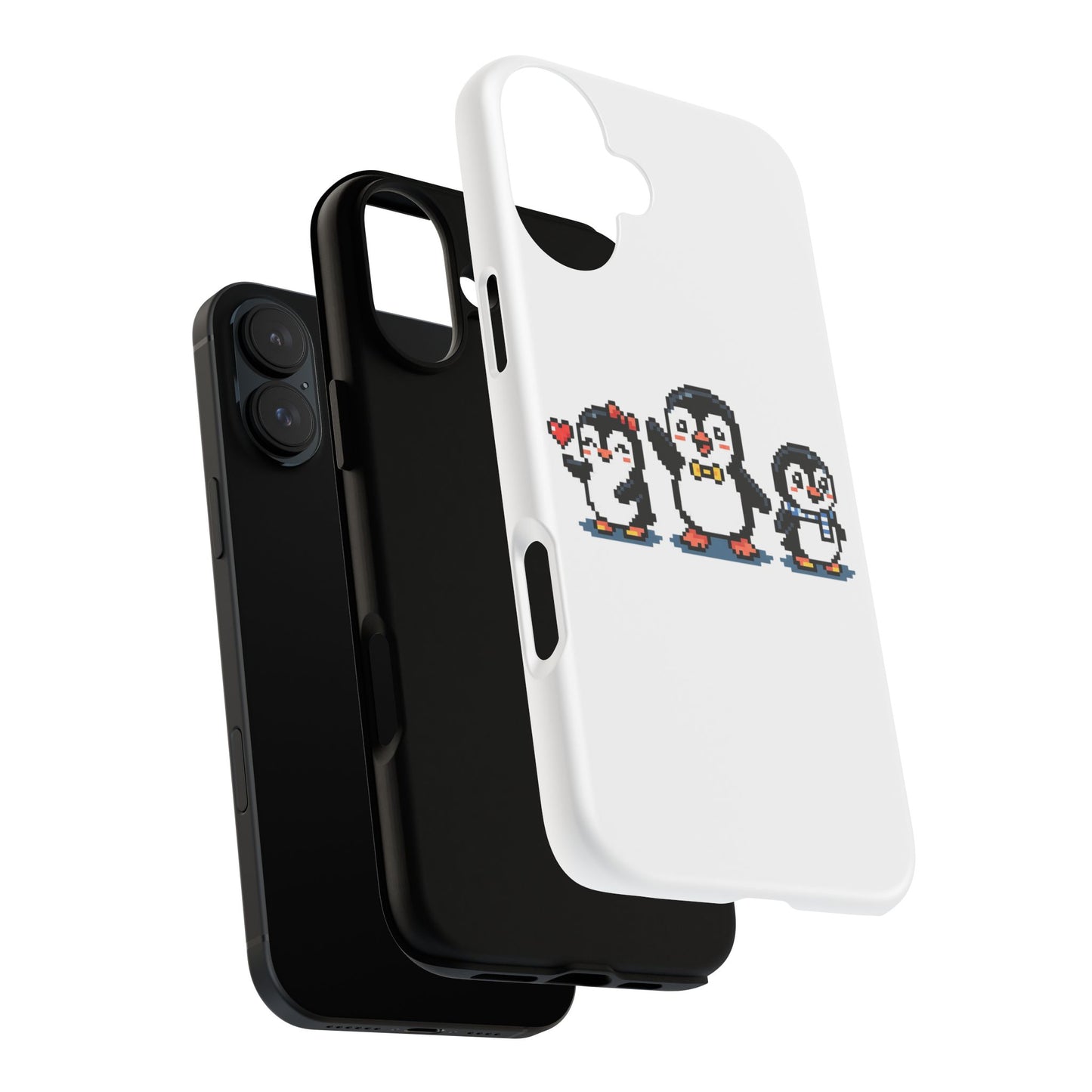 Penguin Pixel Trio Phone Case — Cute Retro 8‑Bit Penguin Family Protective Cover