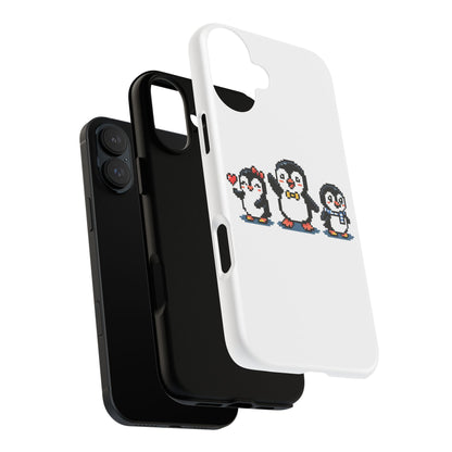 Penguin Pixel Trio Phone Case — Cute Retro 8‑Bit Penguin Family Protective Cover