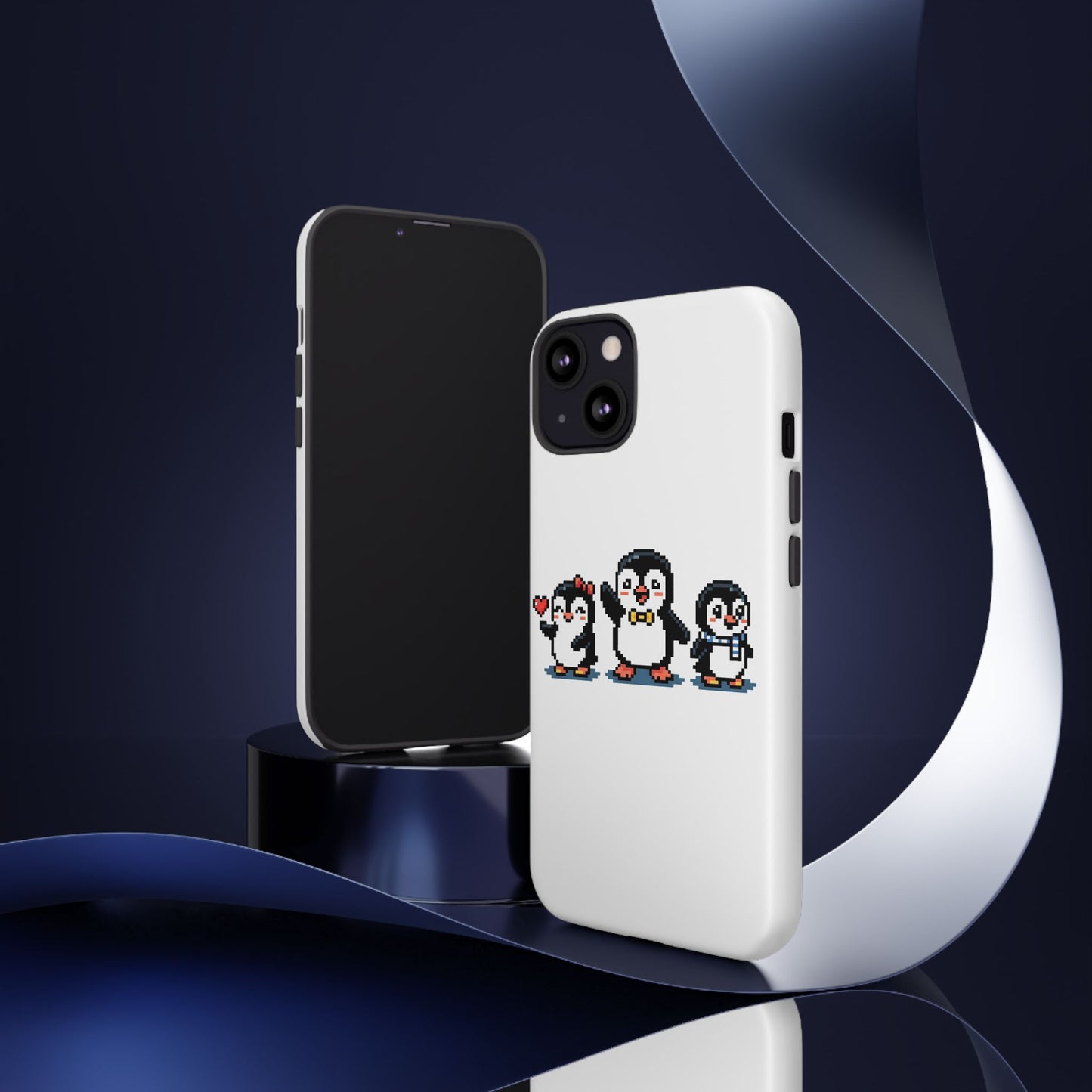 Penguin Pixel Trio Phone Case — Cute Retro 8‑Bit Penguin Family Protective Cover