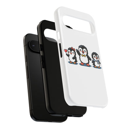 Penguin Pixel Trio Phone Case — Cute Retro 8‑Bit Penguin Family Protective Cover