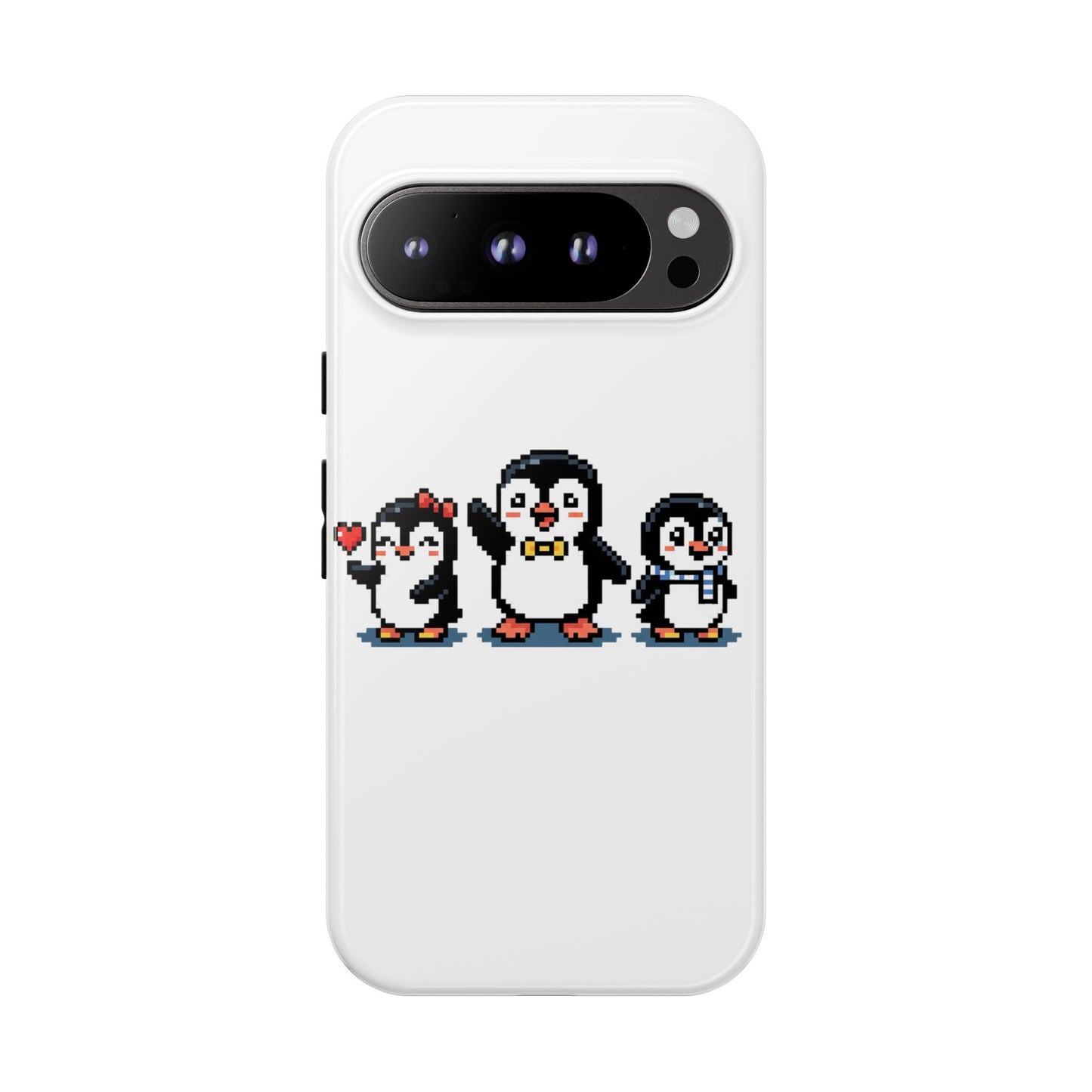 Penguin Pixel Trio Phone Case — Cute Retro 8‑Bit Penguin Family Protective Cover