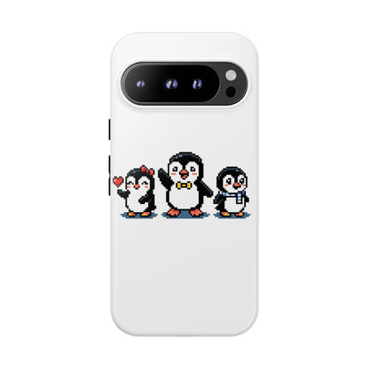 Penguin Pixel Trio Phone Case — Cute Retro 8‑Bit Penguin Family Protective Cover