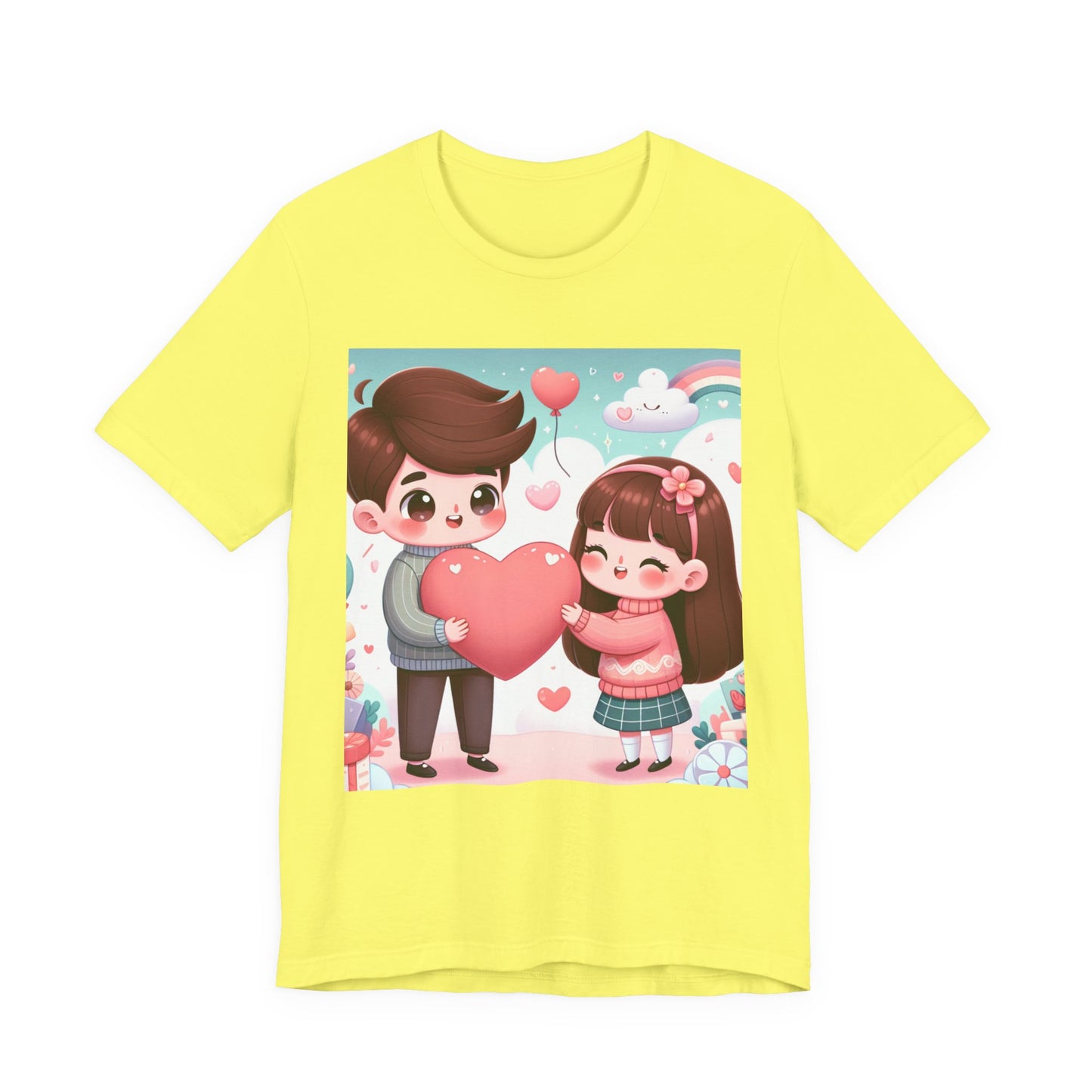 Cute Couple Heart Graphic Tee - Valentine Kawaii Love T-Shirt