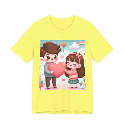 Cute Couple Heart Graphic Tee - Valentine Kawaii Love T-Shirt