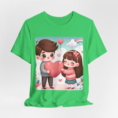 Cute Couple Heart Graphic Tee - Valentine Kawaii Love T-Shirt