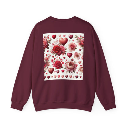 Romantic Floral Sweatshirt with Hearts