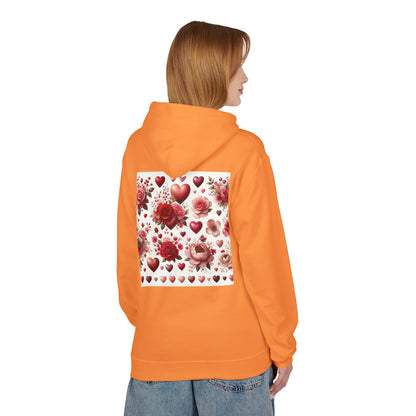 Heart & Rose Pattern Hoodie — Romantic Floral Valentine Pullover