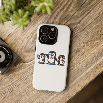 Penguin Pixel Trio Phone Case — Cute Retro 8‑Bit Penguin Family Protective Cover