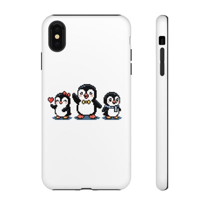 Penguin Pixel Trio Phone Case — Cute Retro 8‑Bit Penguin Family Protective Cover