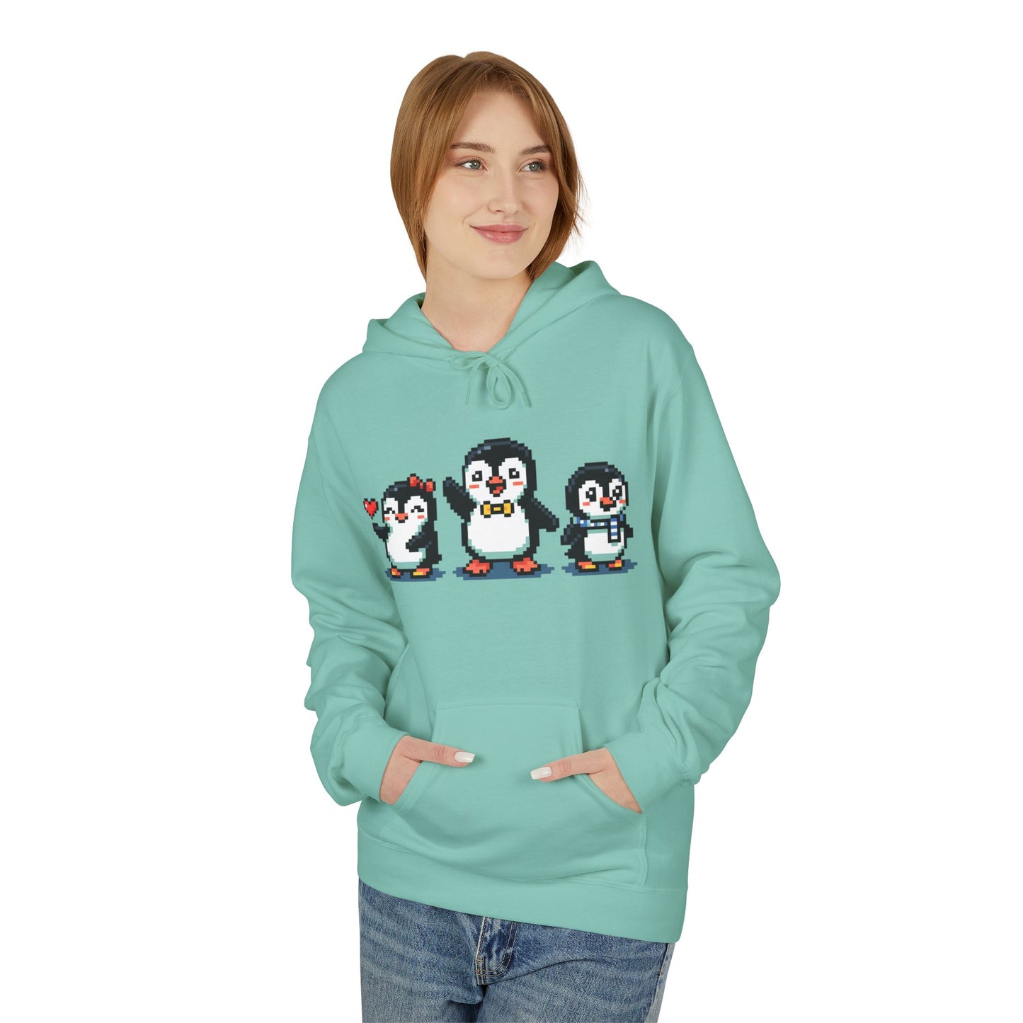 Pixel Penguin Hoodie — Cute Retro 8-Bit Penguin Family Pullover