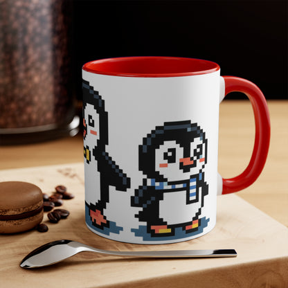 Pixel Penguin Accent Mug — Cute 8‑Bit Penguin Couple 11oz Coffee Cup