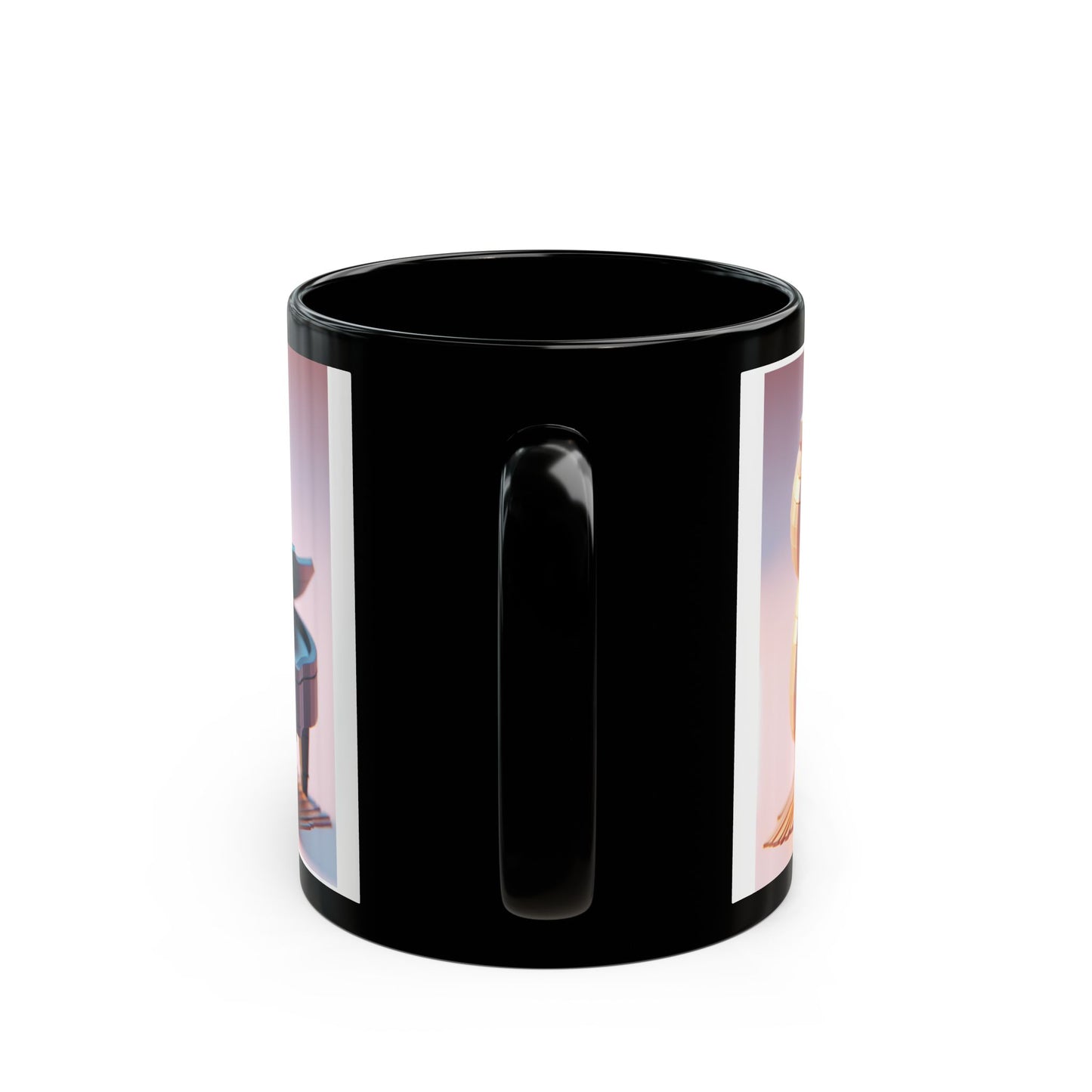 Cute Piano Bear Black Mug - 11oz & 15oz