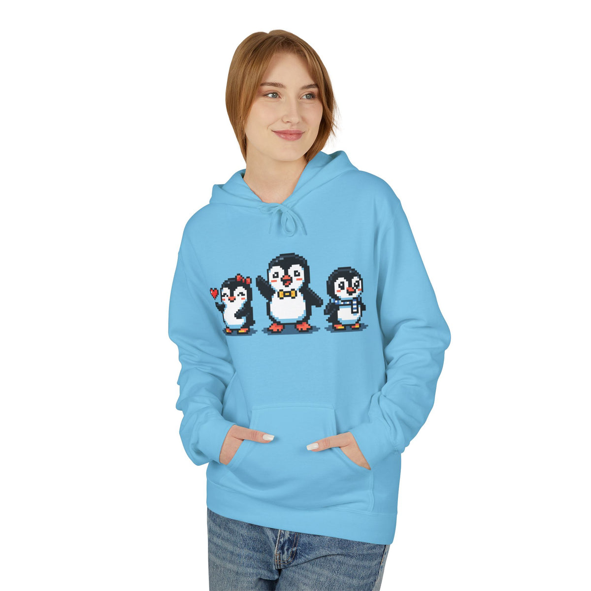 Pixel Penguin Hoodie — Cute Retro 8-Bit Penguin Family Pullover