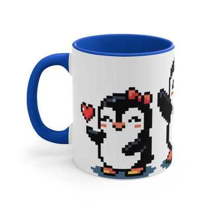 Pixel Penguin Accent Mug — Cute 8‑Bit Penguin Couple 11oz Coffee Cup