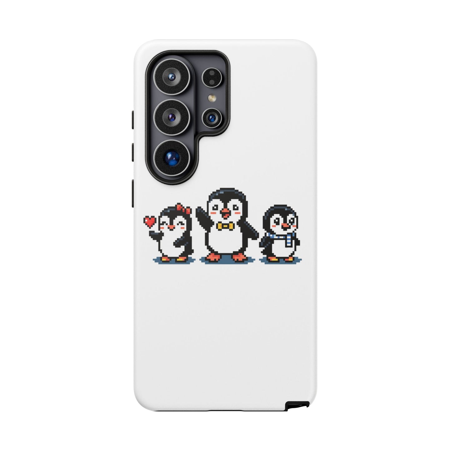 Penguin Pixel Trio Phone Case — Cute Retro 8‑Bit Penguin Family Protective Cover