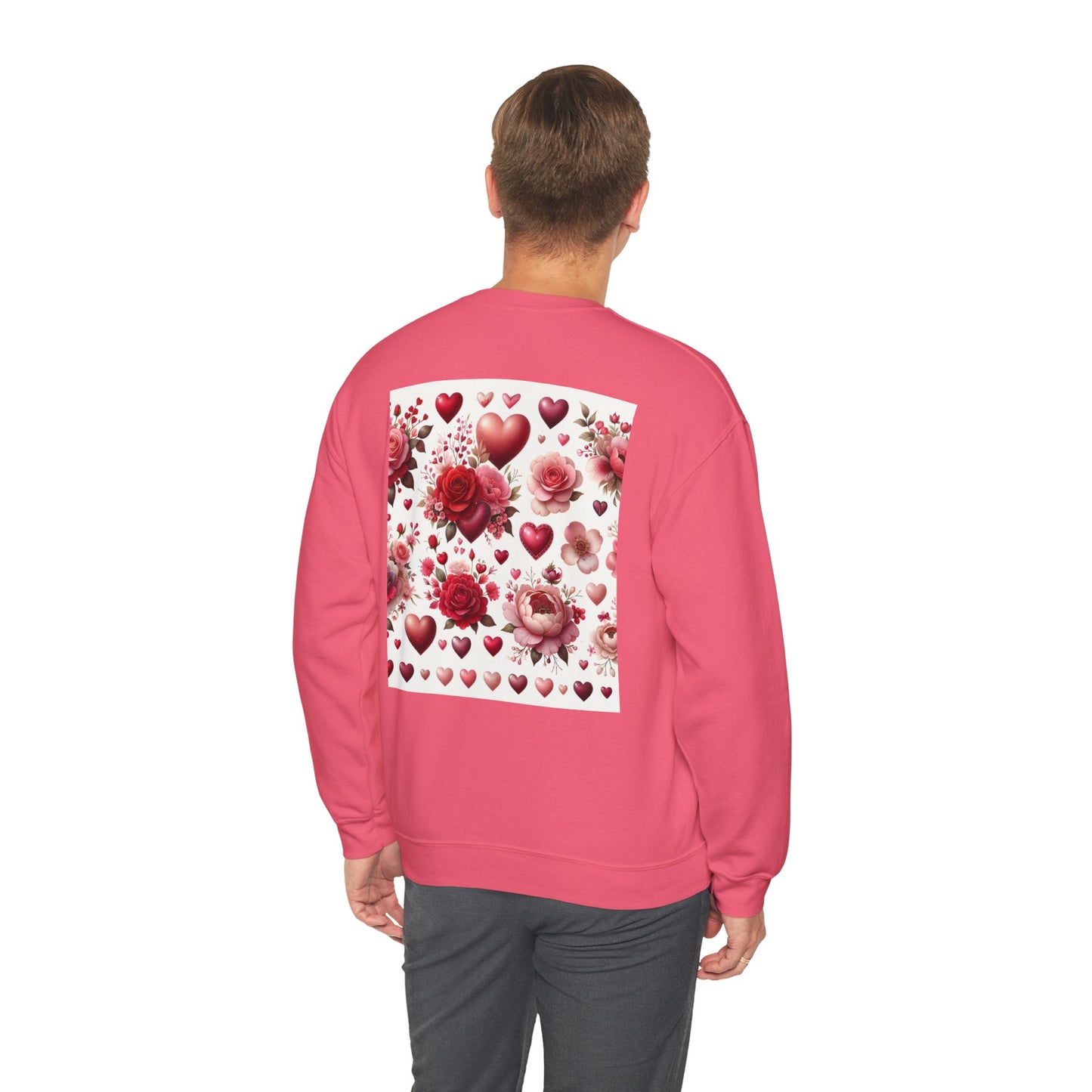 Romantic Floral Sweatshirt with Hearts