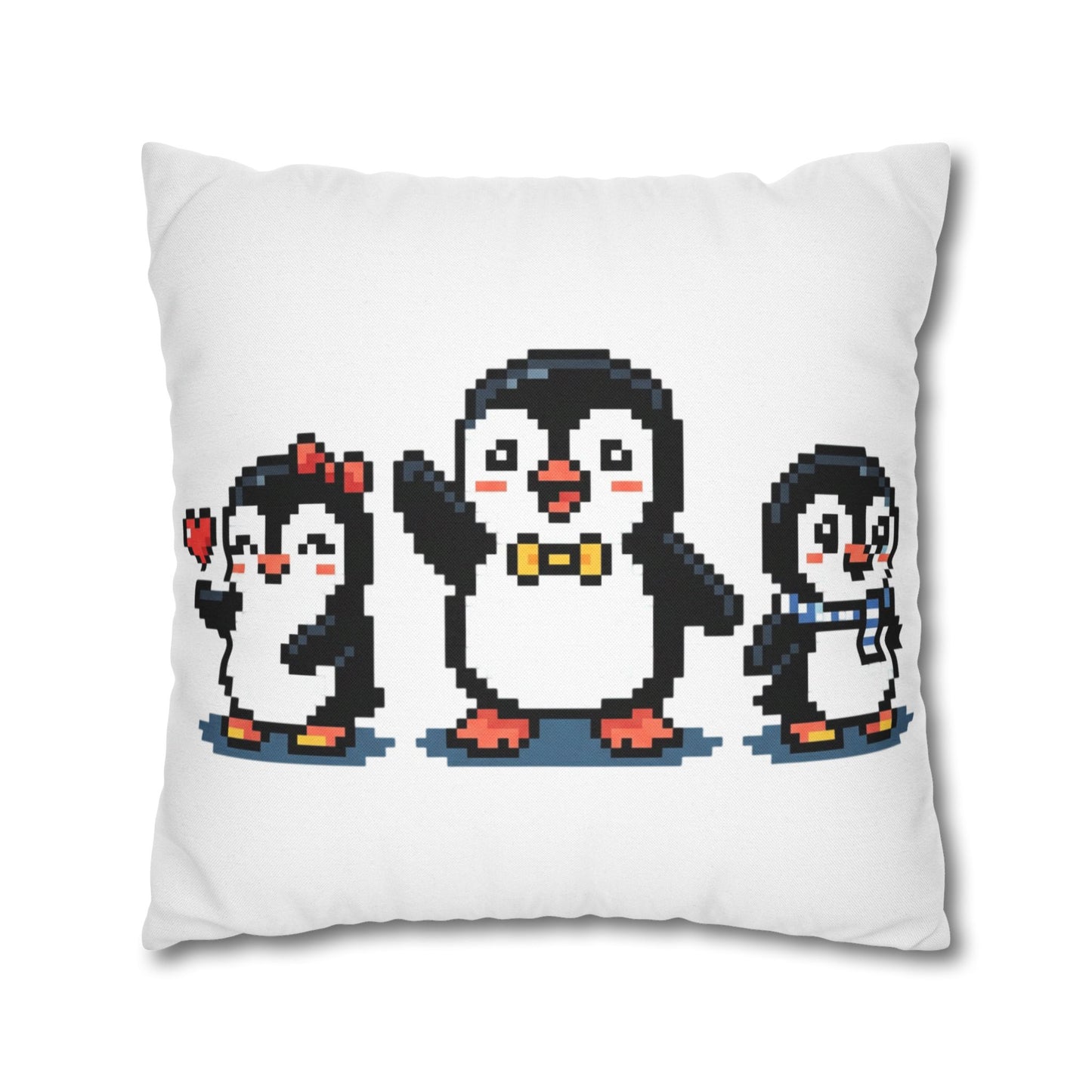 Pixel Penguin Family Pillowcase — Cute Retro 8‑Bit Throw Pillow Cover