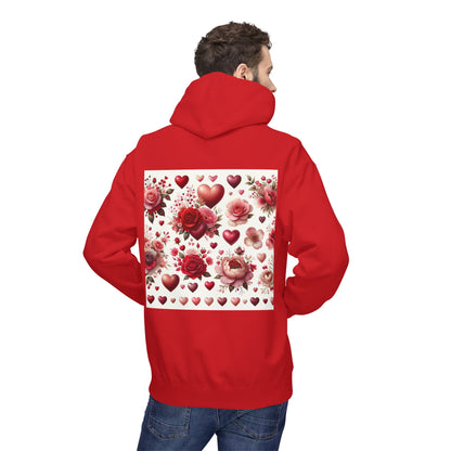Heart & Rose Pattern Hoodie — Romantic Floral Valentine Pullover