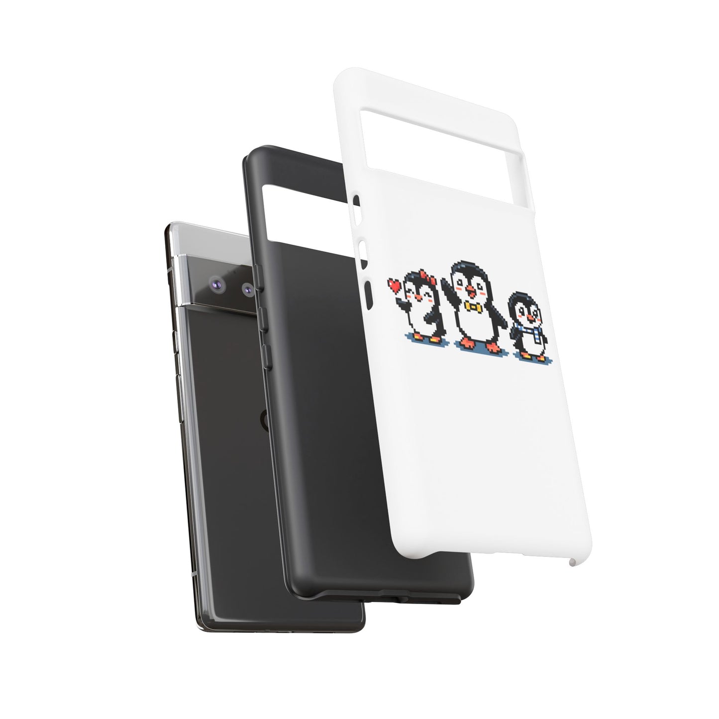 Penguin Pixel Trio Phone Case — Cute Retro 8‑Bit Penguin Family Protective Cover
