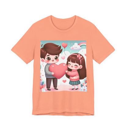 Cute Couple Heart Graphic Tee - Valentine Kawaii Love T-Shirt