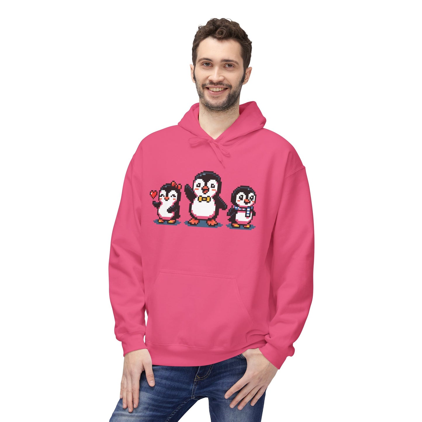 Pixel Penguin Hoodie — Cute Retro 8-Bit Penguin Family Pullover