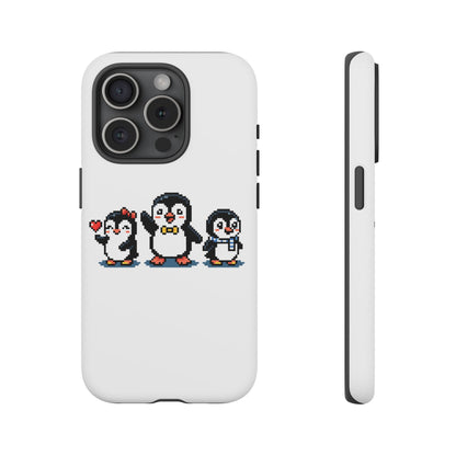 Penguin Pixel Trio Phone Case — Cute Retro 8‑Bit Penguin Family Protective Cover