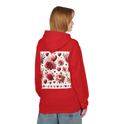 Heart & Rose Pattern Hoodie — Romantic Floral Valentine Pullover