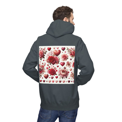 Heart & Rose Pattern Hoodie — Romantic Floral Valentine Pullover