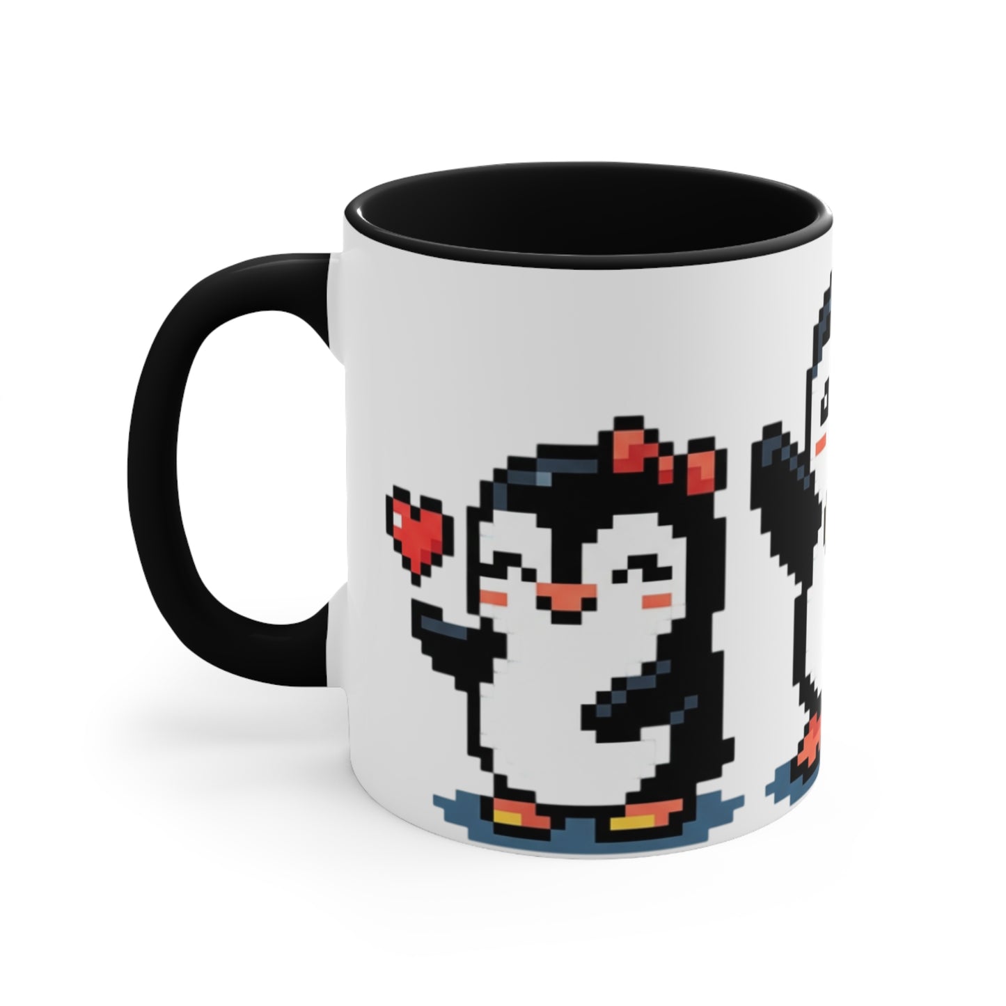 Pixel Penguin Accent Mug — Cute 8‑Bit Penguin Couple 11oz Coffee Cup