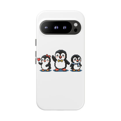 Penguin Pixel Trio Phone Case — Cute Retro 8‑Bit Penguin Family Protective Cover