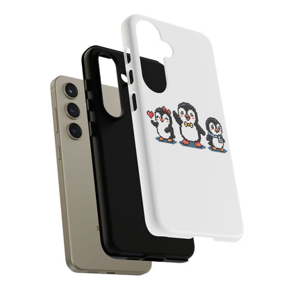 Penguin Pixel Trio Phone Case — Cute Retro 8‑Bit Penguin Family Protective Cover