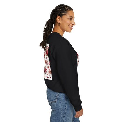 Romantic Floral Sweatshirt with Hearts