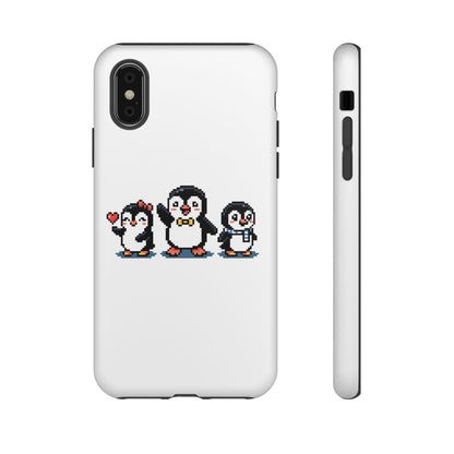 Penguin Pixel Trio Phone Case — Cute Retro 8‑Bit Penguin Family Protective Cover