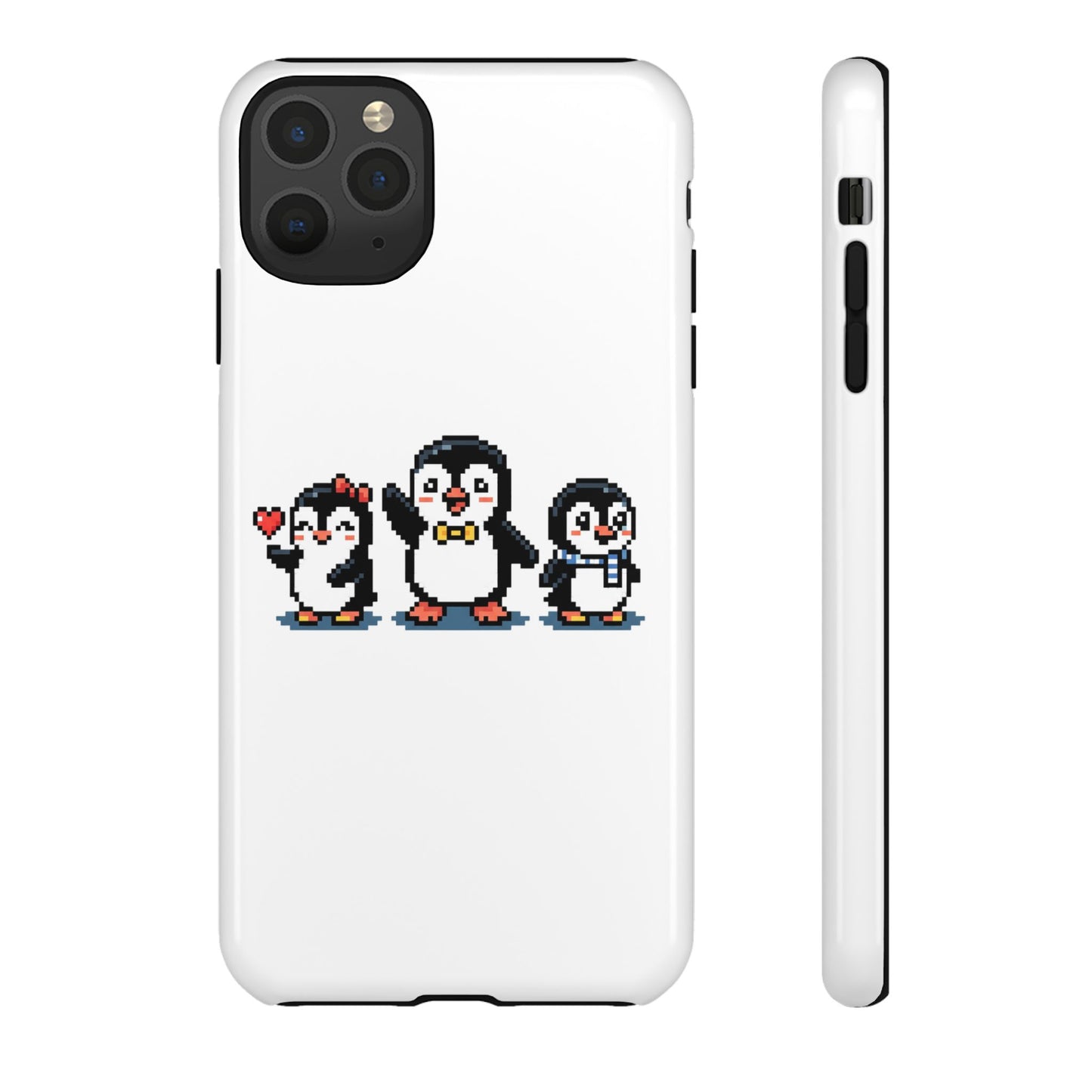 Penguin Pixel Trio Phone Case — Cute Retro 8‑Bit Penguin Family Protective Cover
