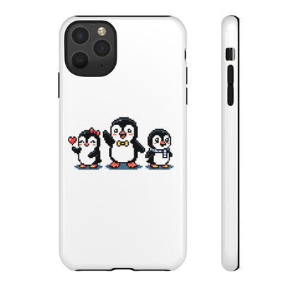 Penguin Pixel Trio Phone Case — Cute Retro 8‑Bit Penguin Family Protective Cover