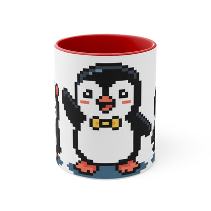 Pixel Penguin Accent Mug — Cute 8‑Bit Penguin Couple 11oz Coffee Cup