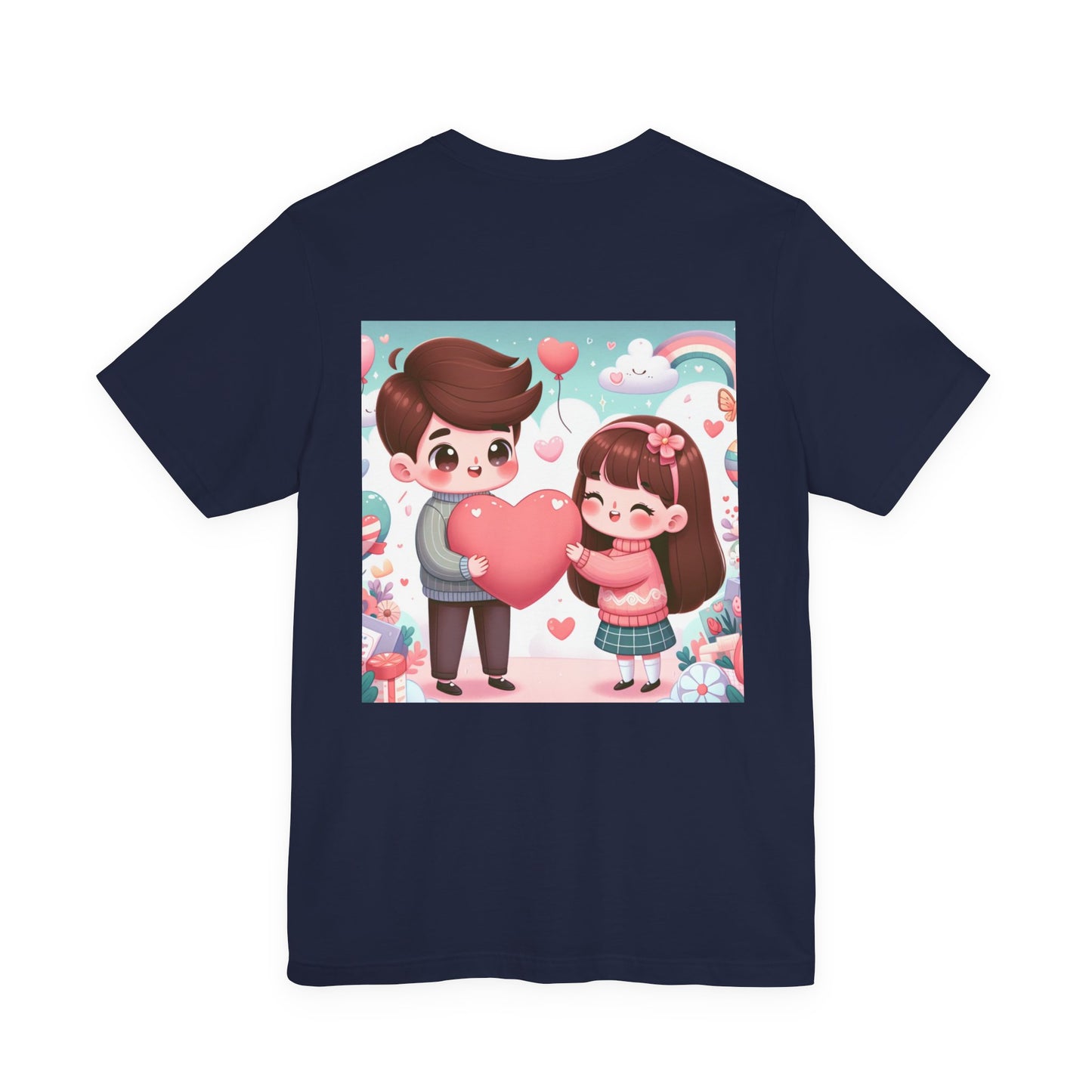Cute Couple Heart Graphic Tee - Valentine Kawaii Love T-Shirt
