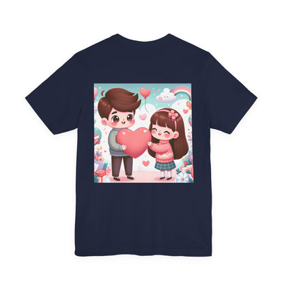 Cute Couple Heart Graphic Tee - Valentine Kawaii Love T-Shirt