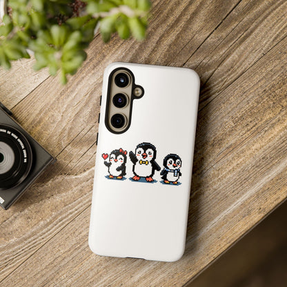 Penguin Pixel Trio Phone Case — Cute Retro 8‑Bit Penguin Family Protective Cover