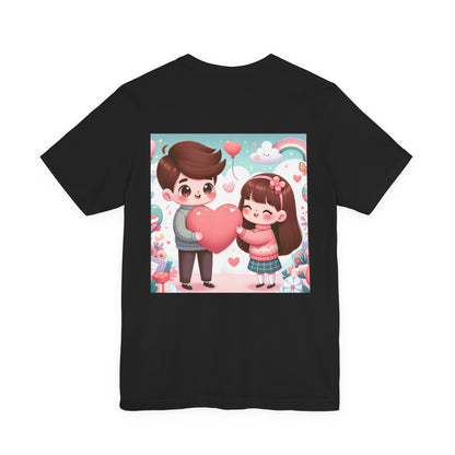 Cute Couple Heart Graphic Tee - Valentine Kawaii Love T-Shirt