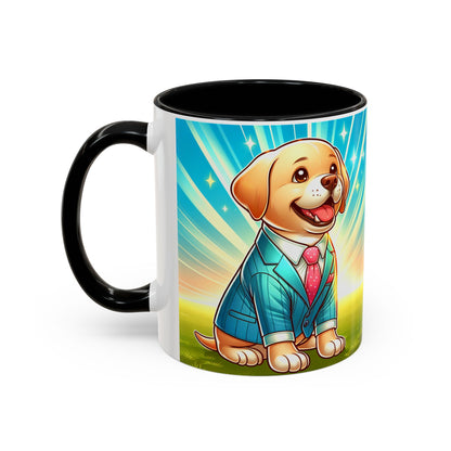 Joyful Dog in Suit Accent Coffee Mug - Perfect Gift for Dog Lovers