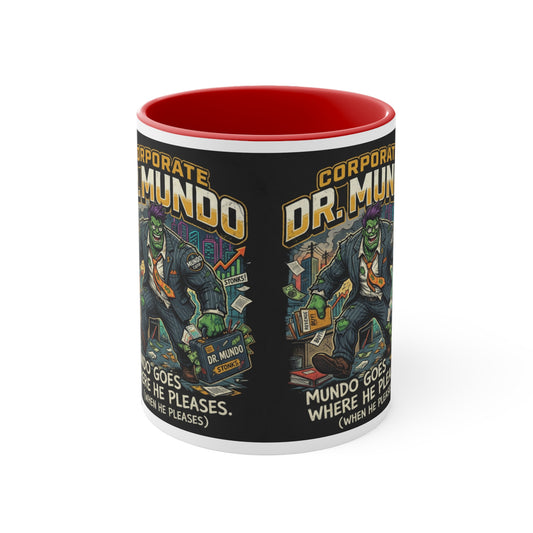 Dr. Mundo Corporate Mug — Funny Gamer Coffee Cup (Color Accent, 11oz)