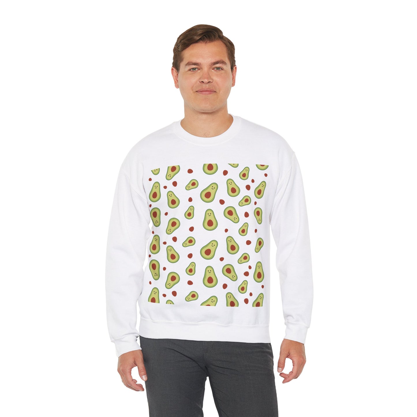 Cute Avocado Pattern Unisex Crewneck Sweatshirt - Perfect for Food Lovers