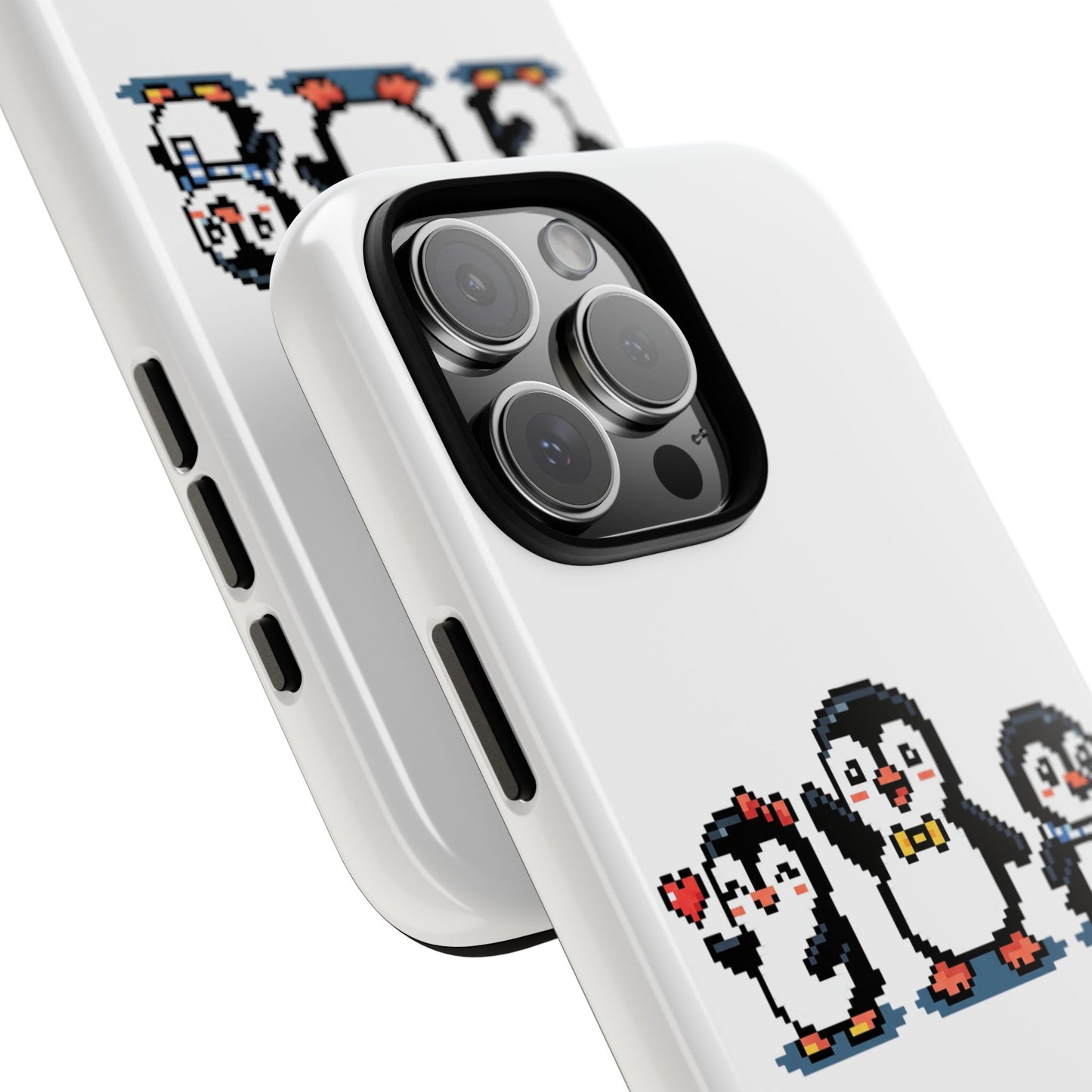 Penguin Pixel Trio Phone Case — Cute Retro 8‑Bit Penguin Family Protective Cover