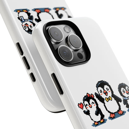 Penguin Pixel Trio Phone Case — Cute Retro 8‑Bit Penguin Family Protective Cover